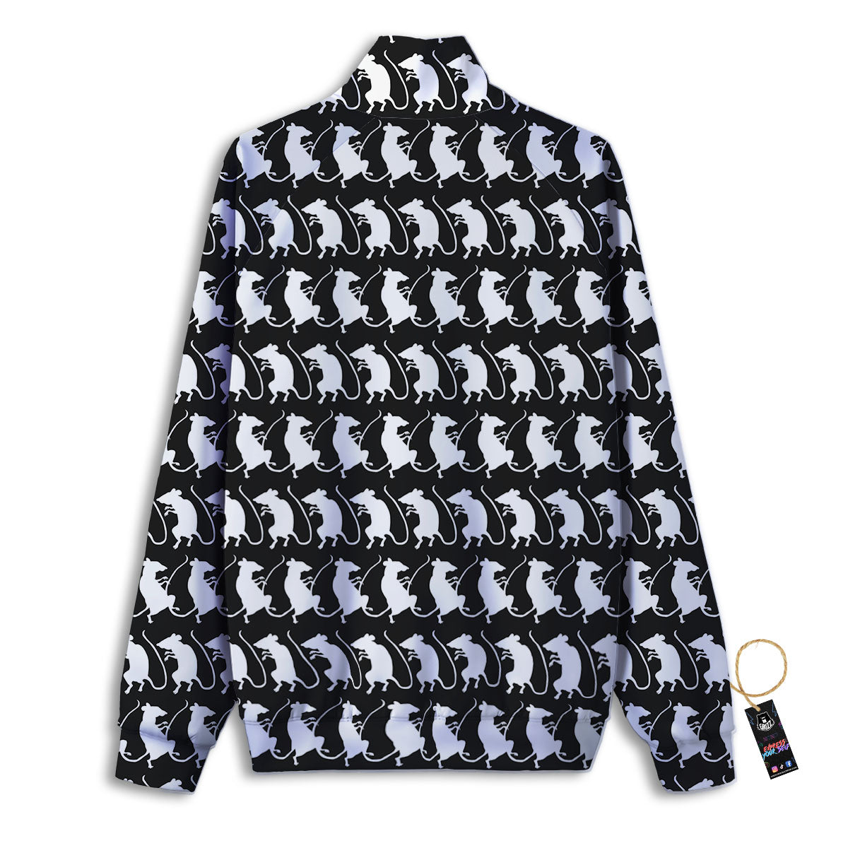 Rat White And Black Print Pattern Track Jacket-grizzshop