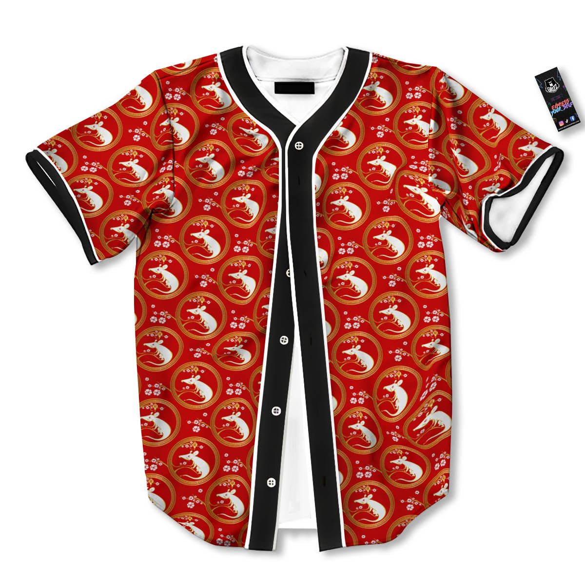 Rat Zodiac Chinese Print Pattern Baseball Jersey-grizzshop