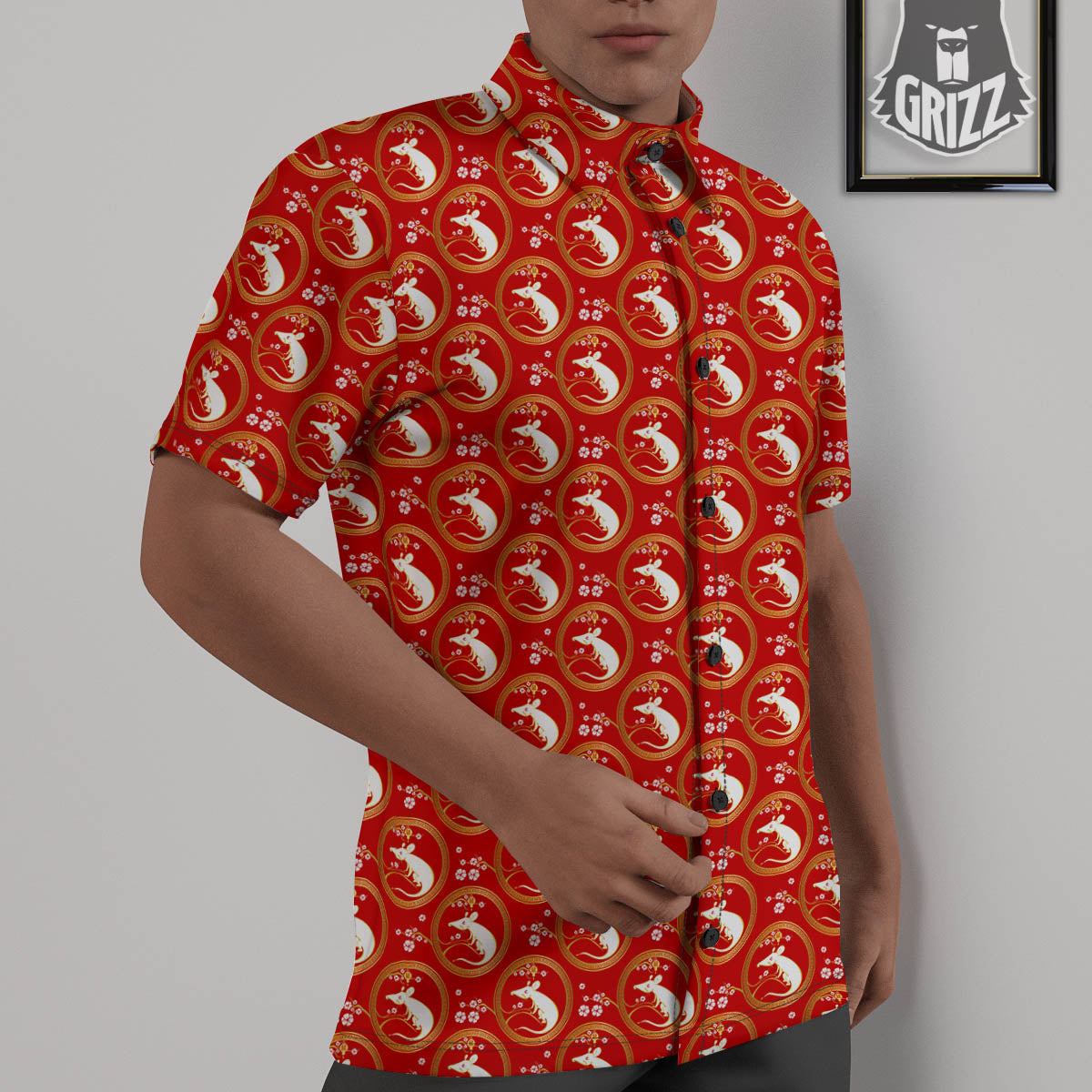 Rat Zodiac Chinese Print Pattern Untucked Shirts-grizzshop