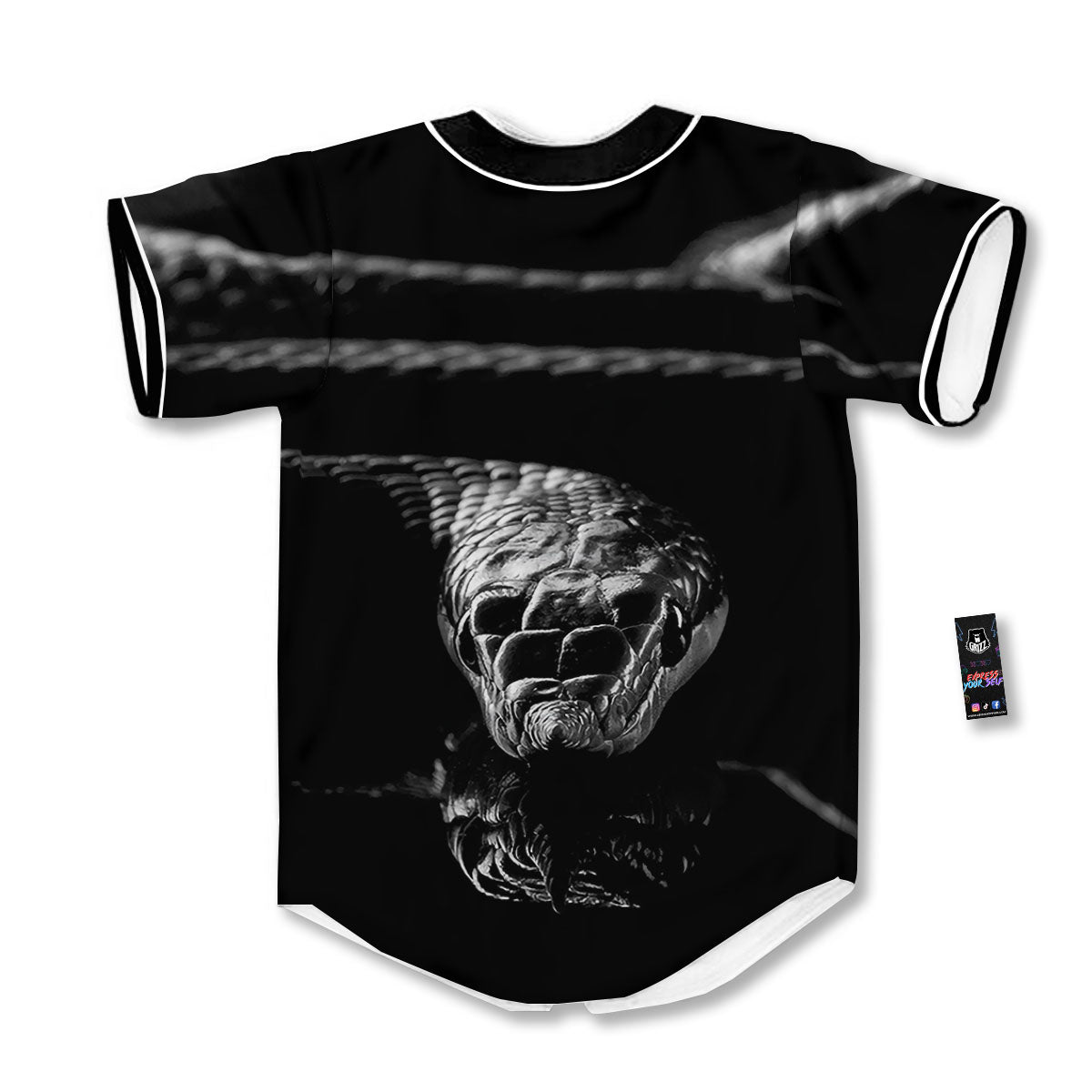 Ratsnake Rhinoceros Monochrome Print Baseball Jersey-grizzshop
