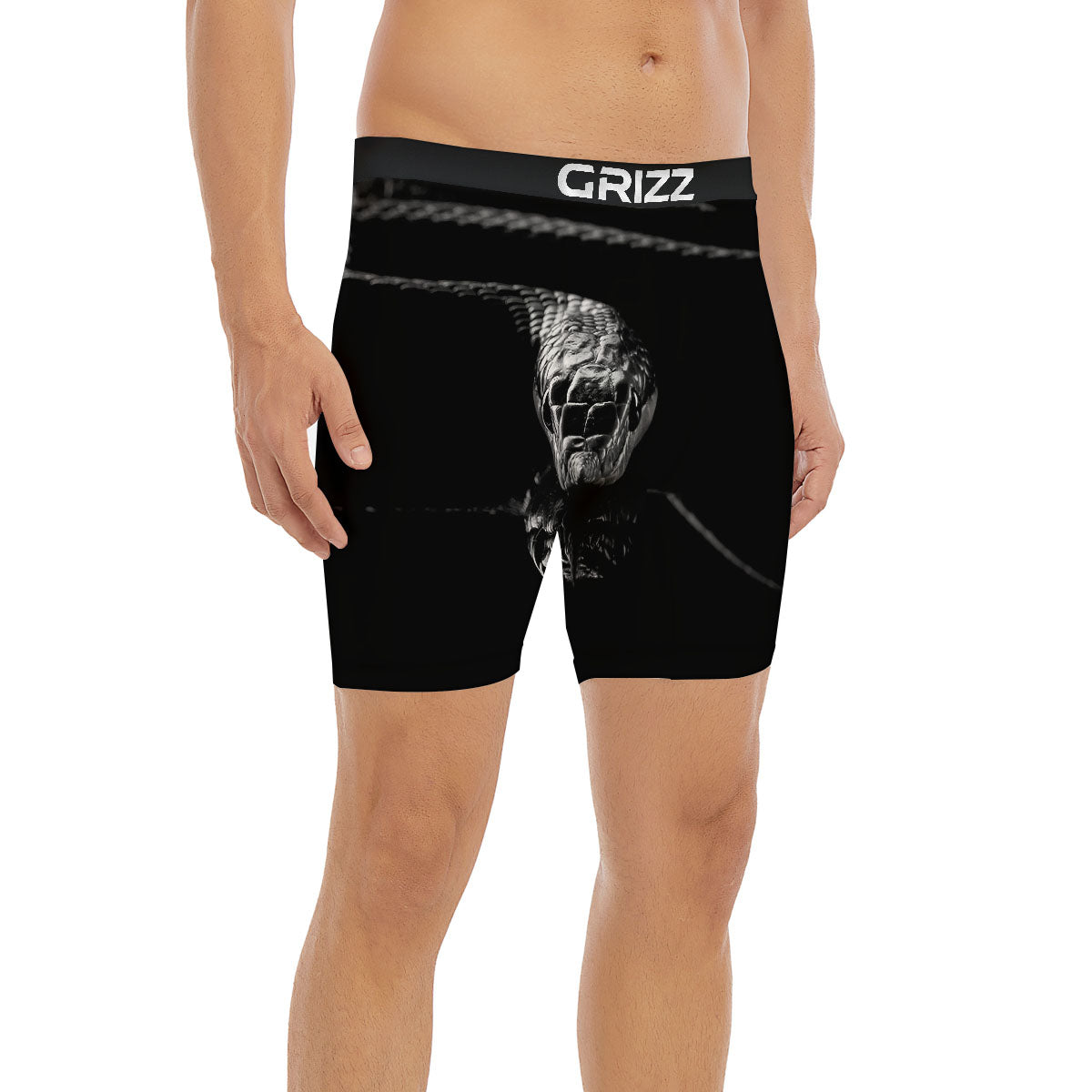 Ratsnake Rhinoceros Monochrome Print Boxer Briefs-grizzshop