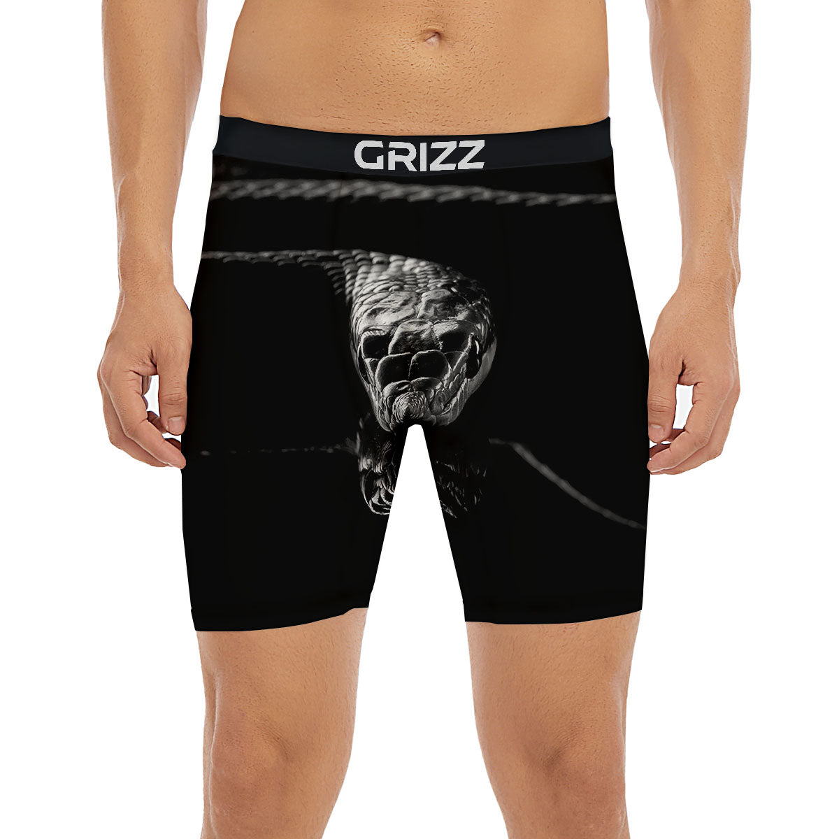 Ratsnake Rhinoceros Monochrome Print Boxer Briefs-grizzshop