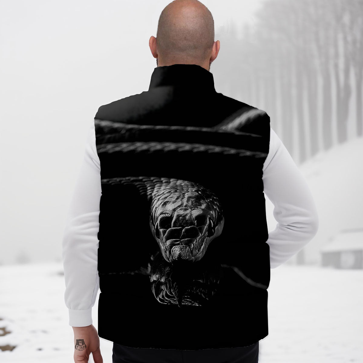 Ratsnake Rhinoceros Monochrome Print Down Vest
