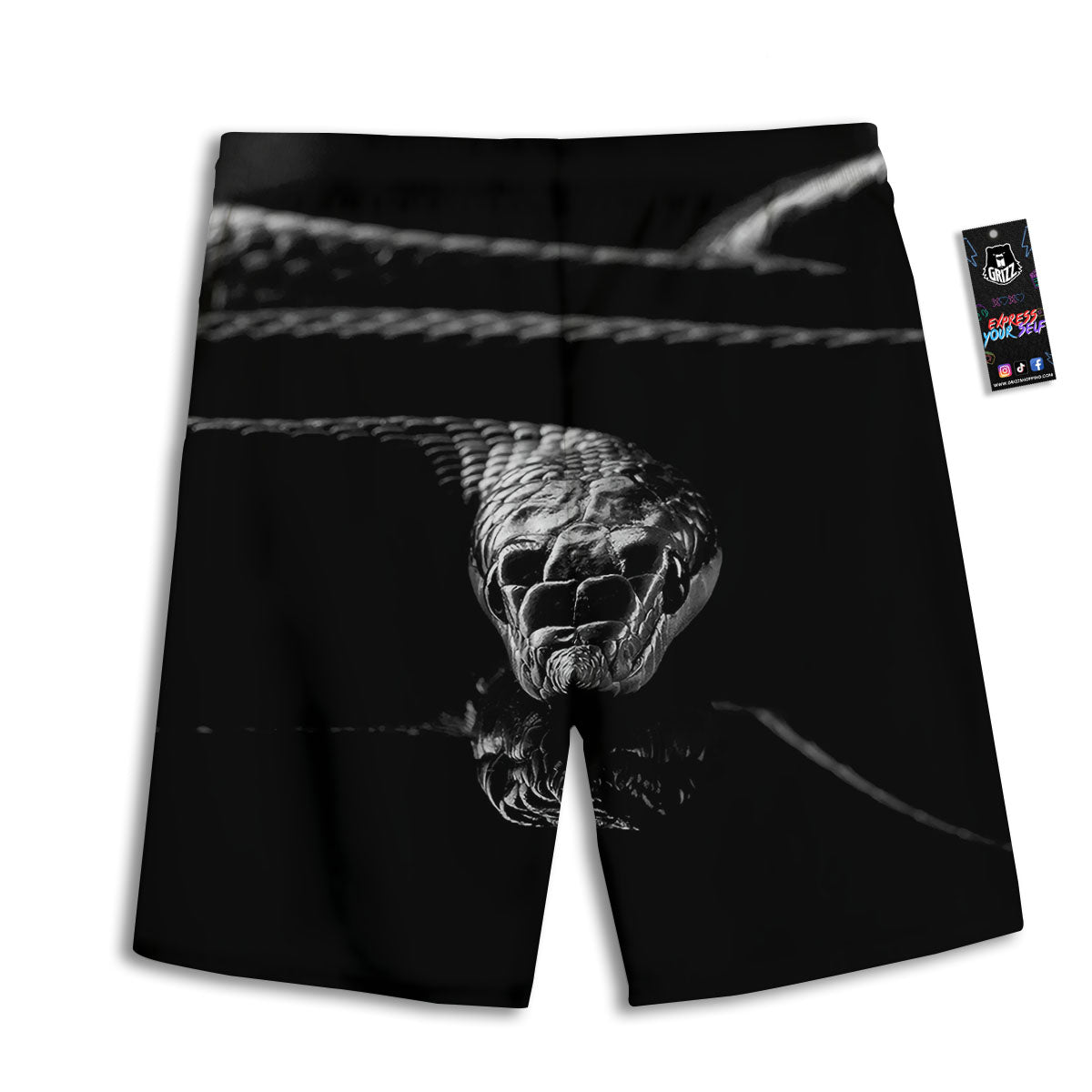 Ratsnake Rhinoceros Monochrome Print Men's Athletic Shorts