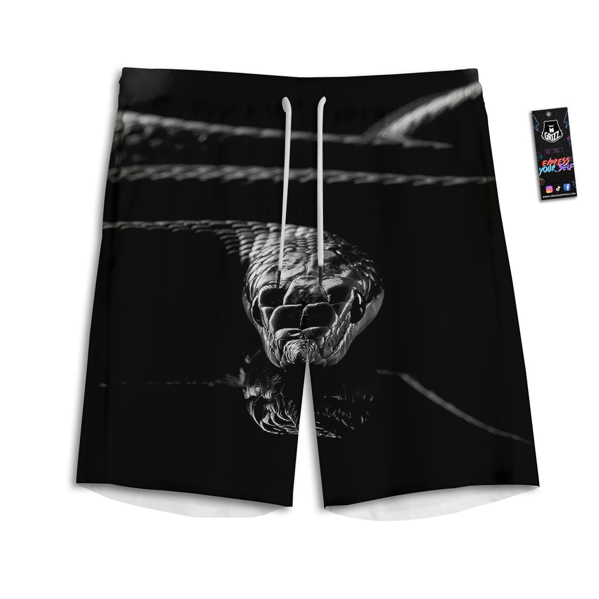 Ratsnake Rhinoceros Monochrome Print Men's Athletic Shorts