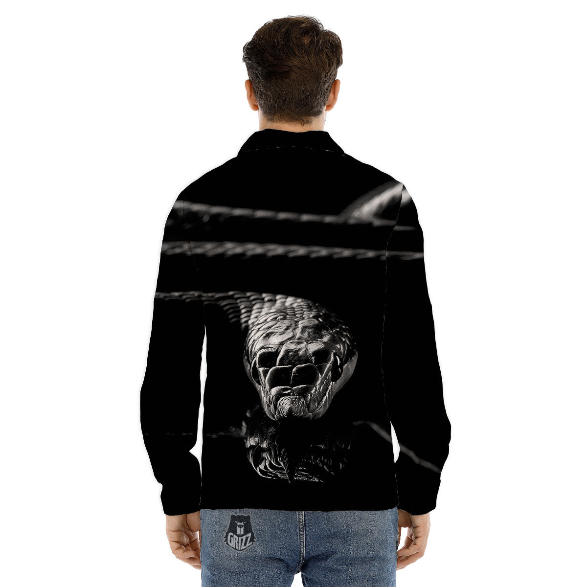 Ratsnake Rhinoceros Monochrome Print Men's Dress Shirts-grizzshop