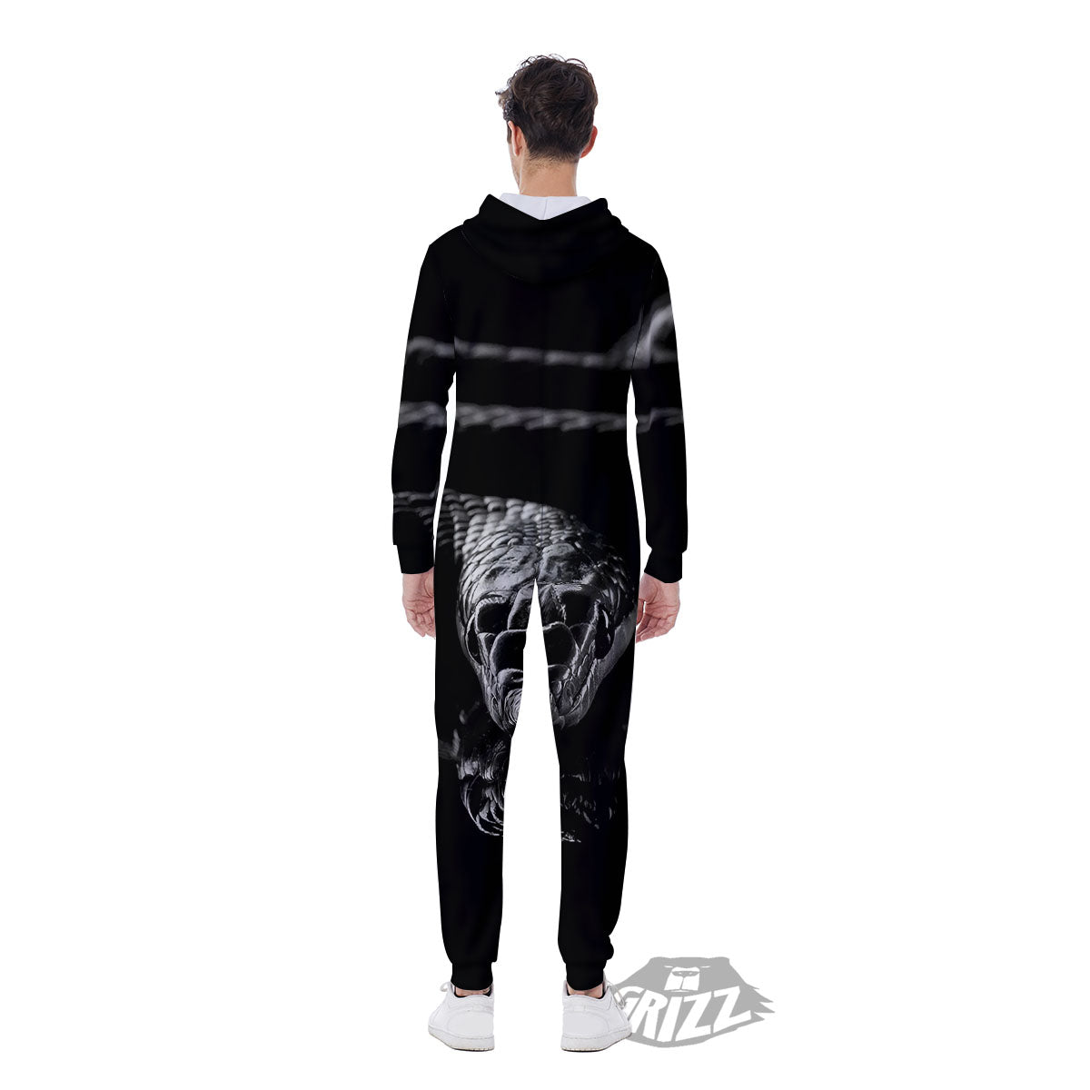 Ratsnake Rhinoceros Monochrome Print Men's Jumpsuit-grizzshop