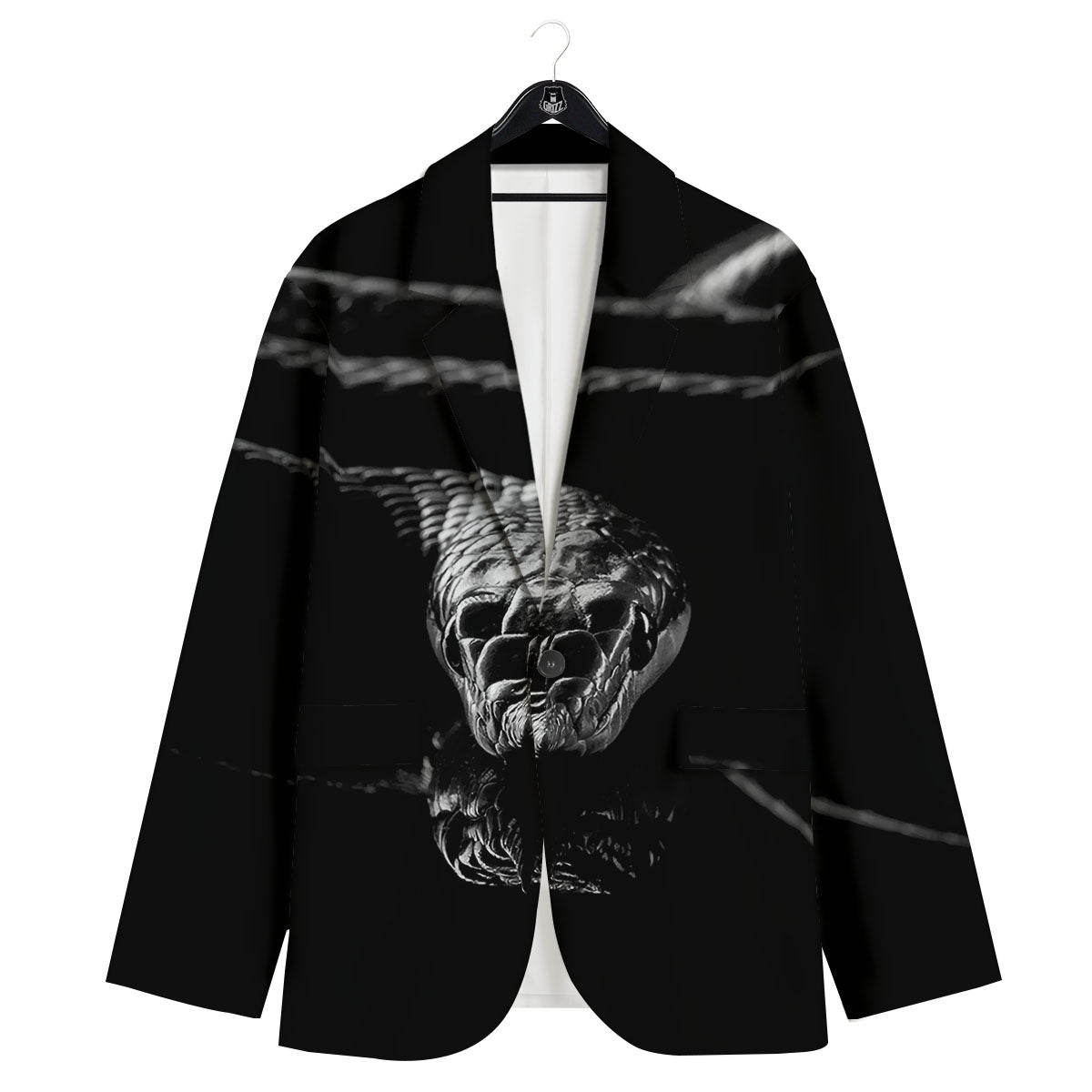 Ratsnake Rhinoceros Monochrome Print Men's Sport Coat-grizzshop