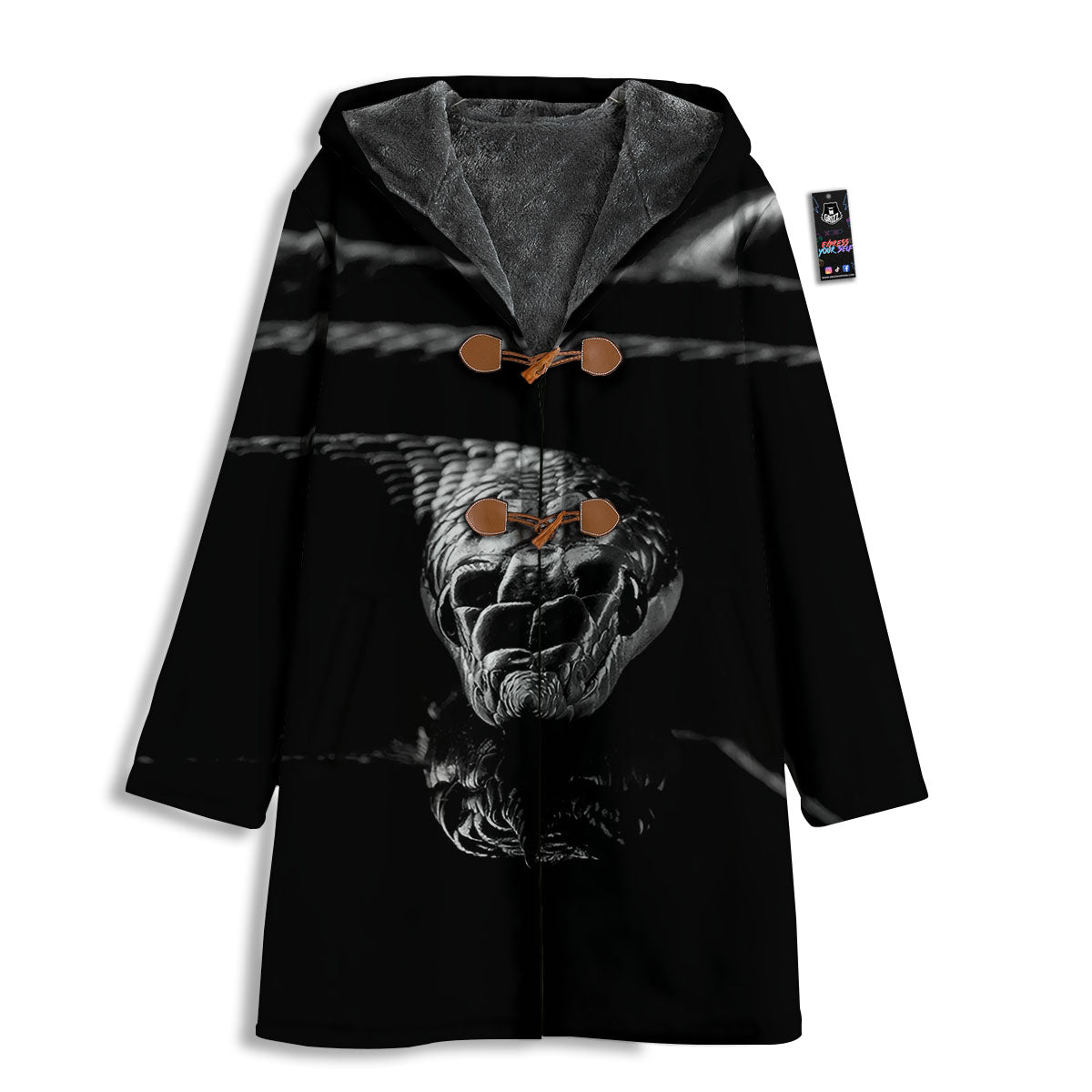 Ratsnake Rhinoceros Monochrome Print Men's Windbreaker Jacket-grizzshop