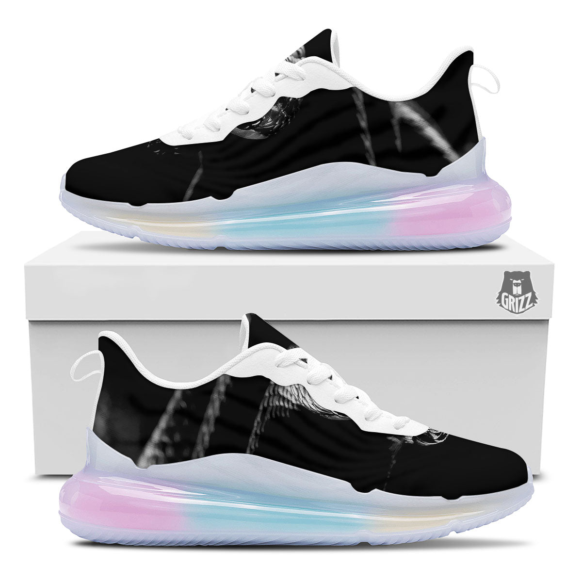 Ratsnake Rhinoceros Monochrome Print Running Sneakers-grizzshop