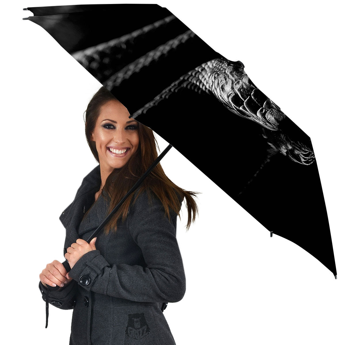 Ratsnake Rhinoceros Monochrome Print Umbrella-grizzshop