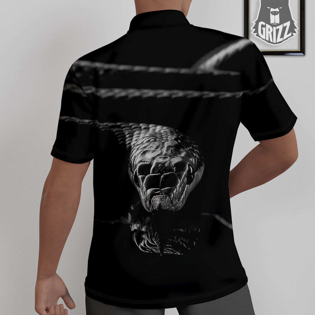 Ratsnake Rhinoceros Monochrome Print Untucked Shirts-grizzshop