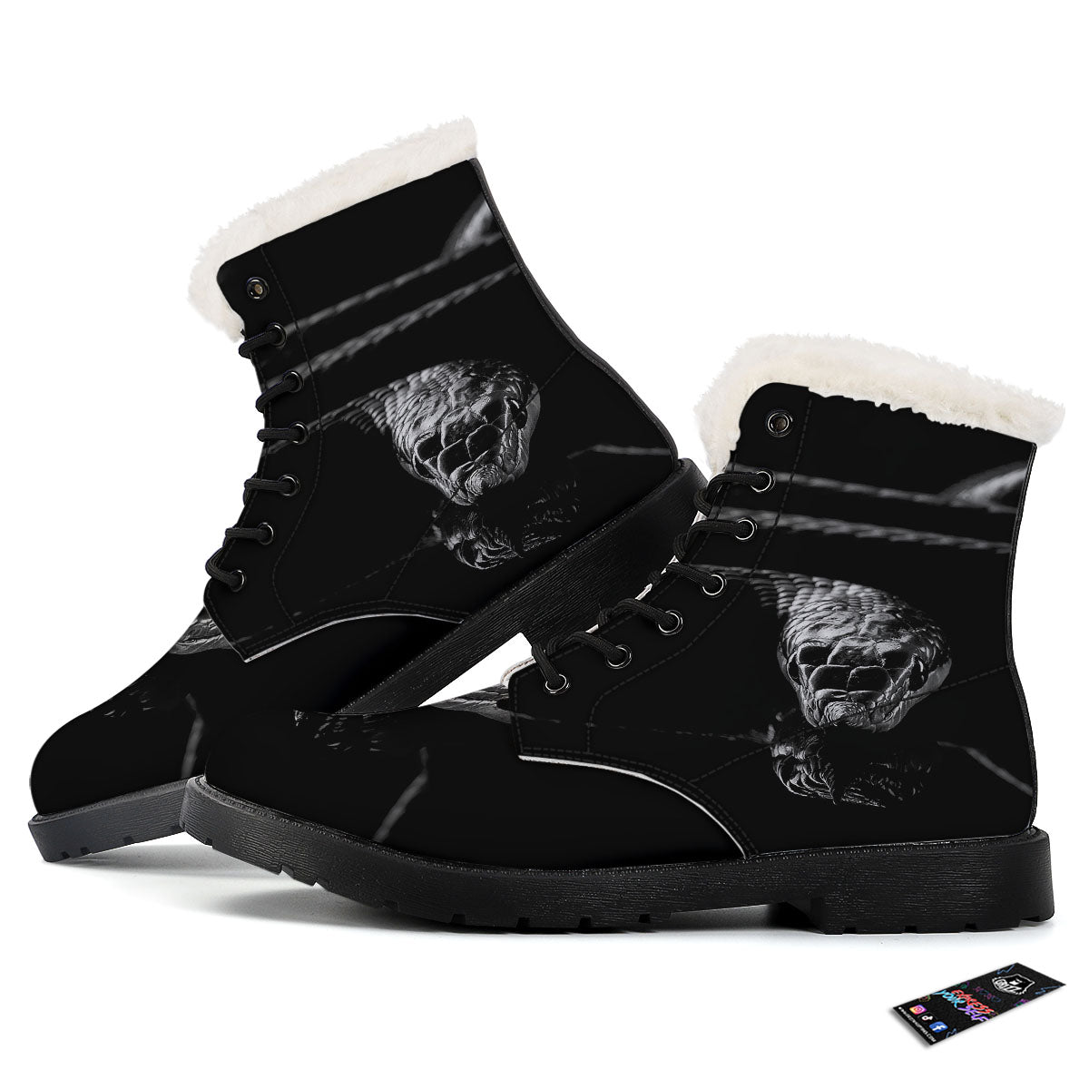 Ratsnake Rhinoceros Monochrome Print Winter Boots-grizzshop