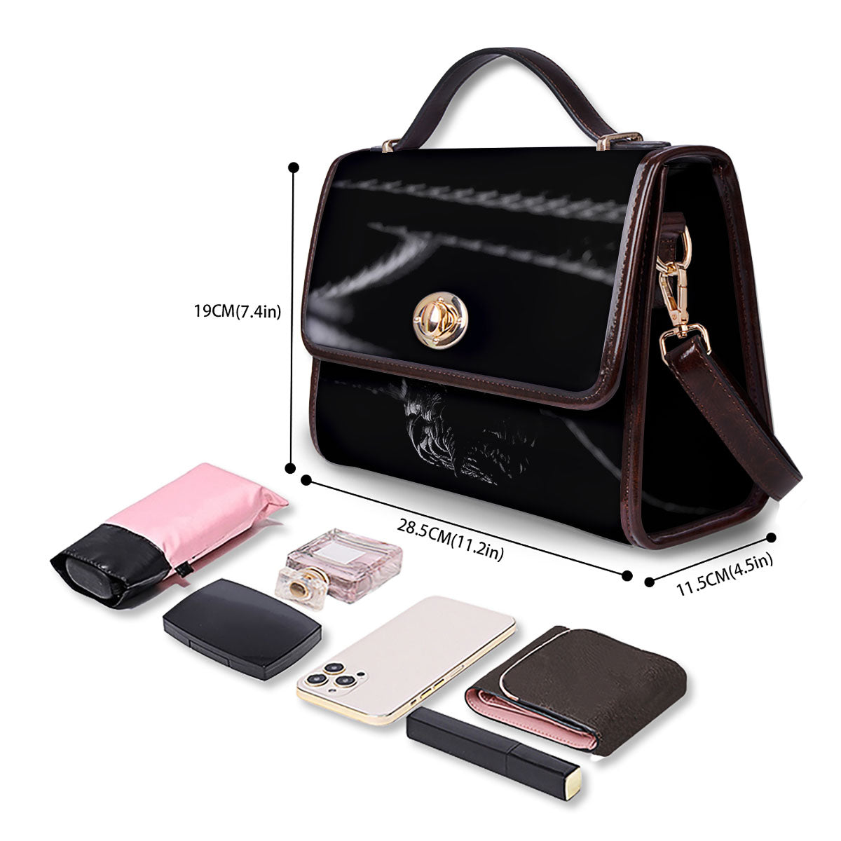 Ratsnake Rhinoceros Monochrome Print Women's Satchel Bag
