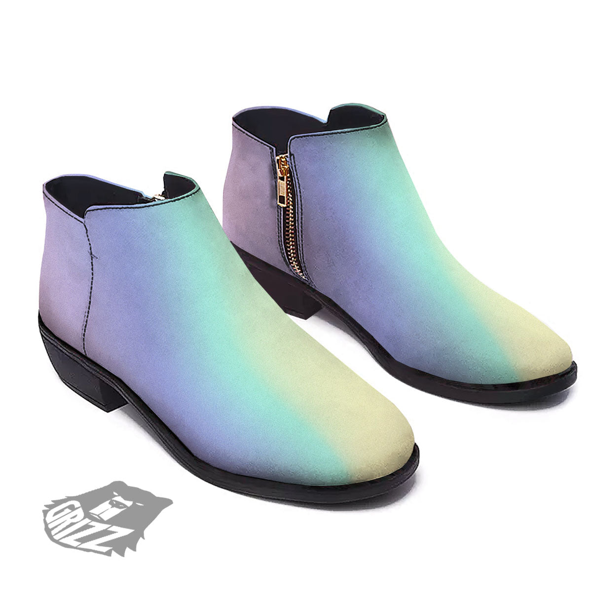 Rave Pastel Print Pattern Ankle Boots-grizzshop