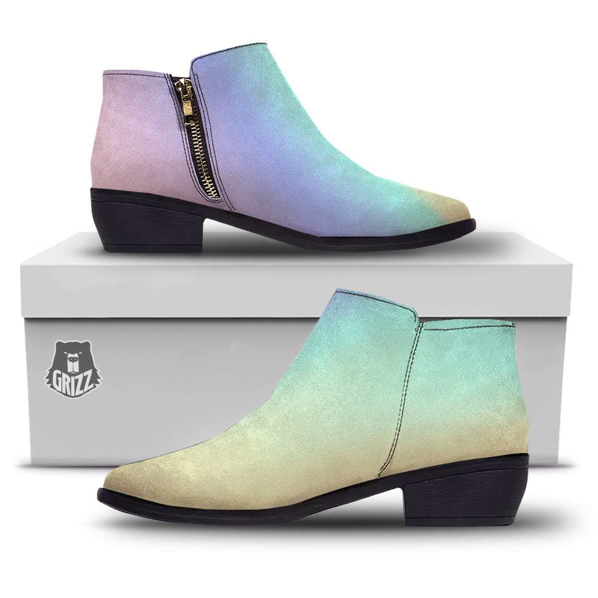 Rave Pastel Print Pattern Ankle Boots-grizzshop