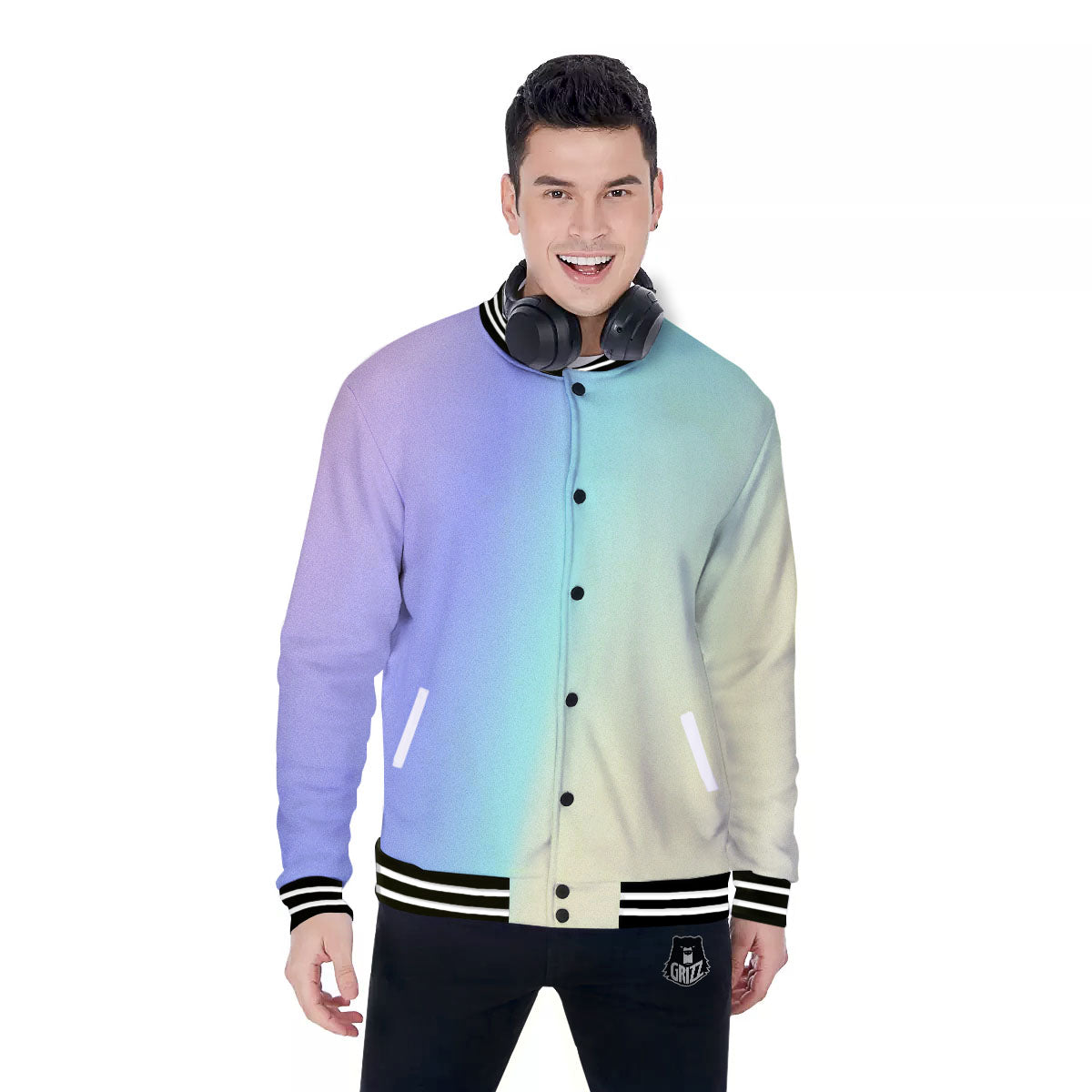 Rave Pastel Print Pattern Baseball Jacket-grizzshop