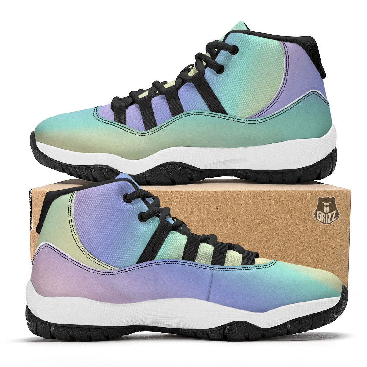 Rave Pastel Print Pattern Black Bball Shoes-grizzshop