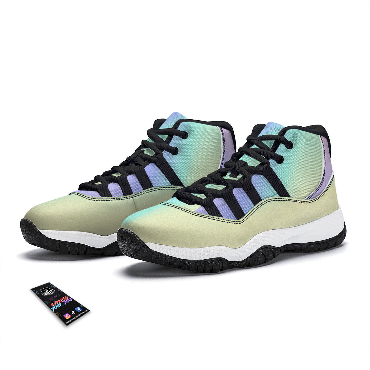 Rave Pastel Print Pattern Black Bball Shoes-grizzshop