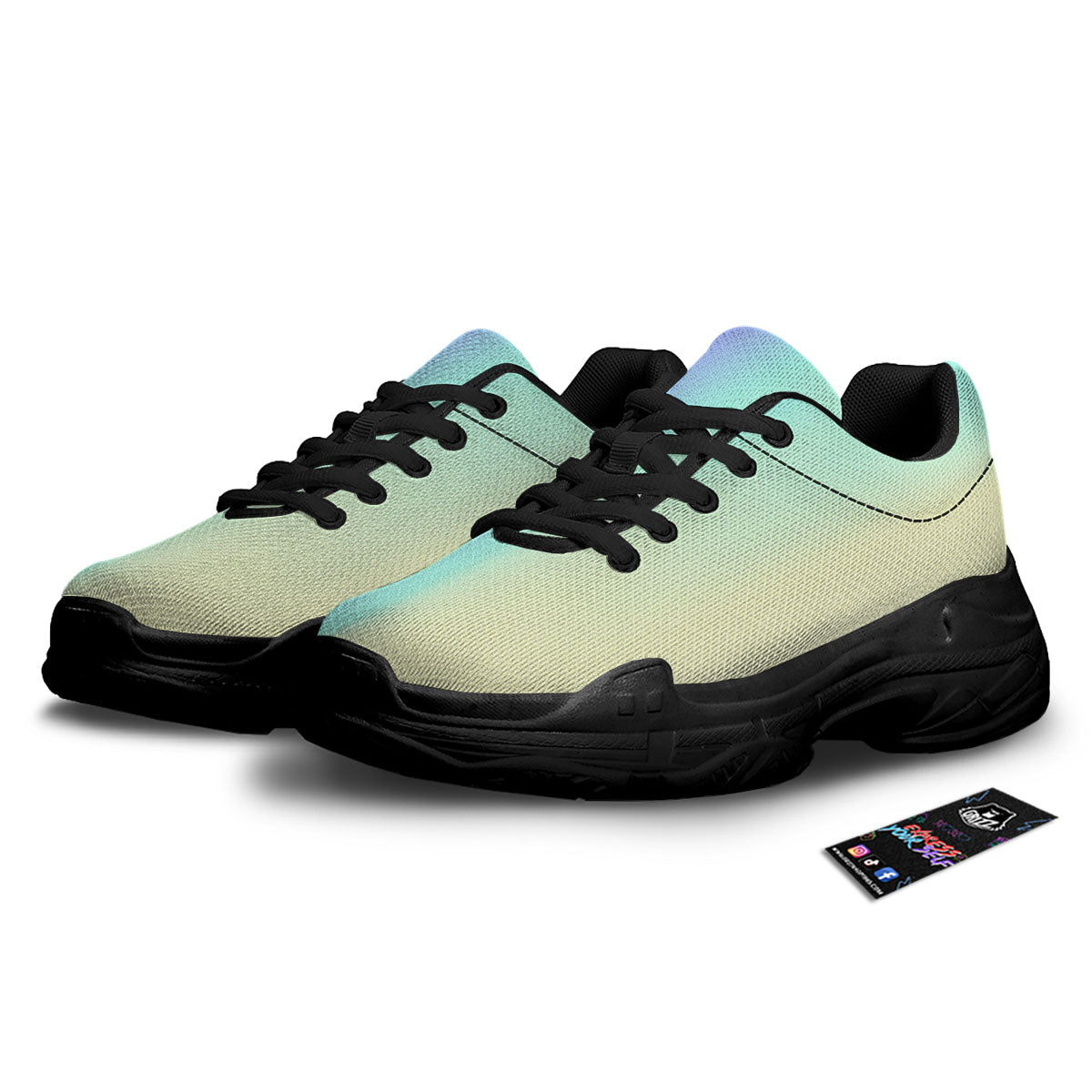 Rave Pastel Print Pattern Black Chunky Shoes-grizzshop