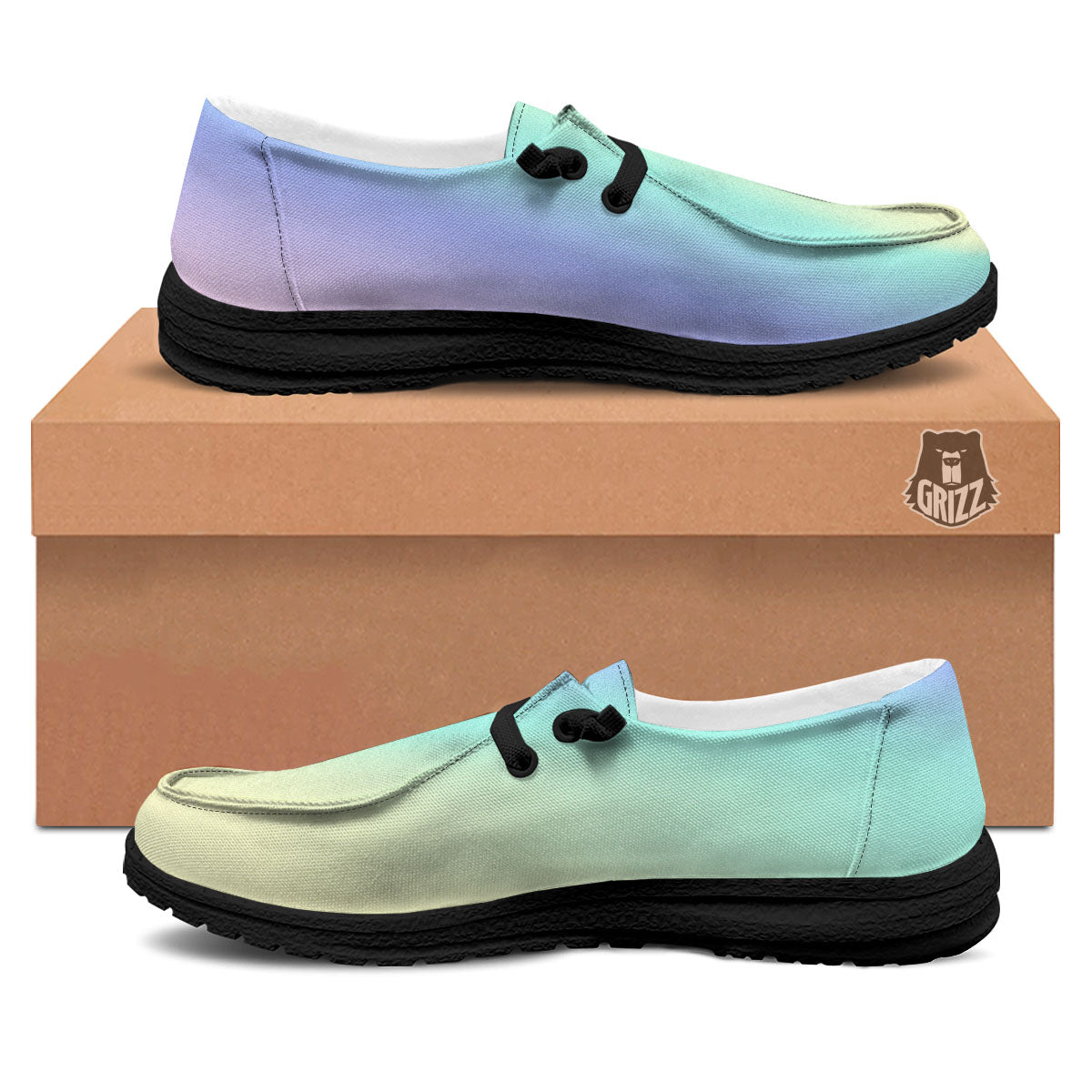 Rave Pastel Print Pattern Black Loafers-grizzshop