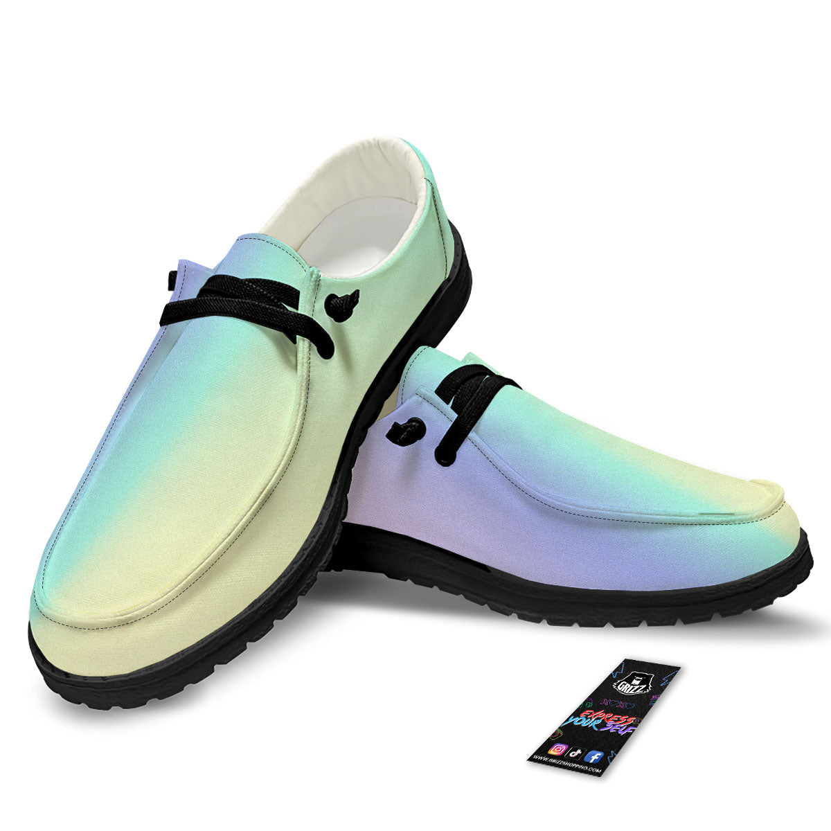 Rave Pastel Print Pattern Black Loafers-grizzshop