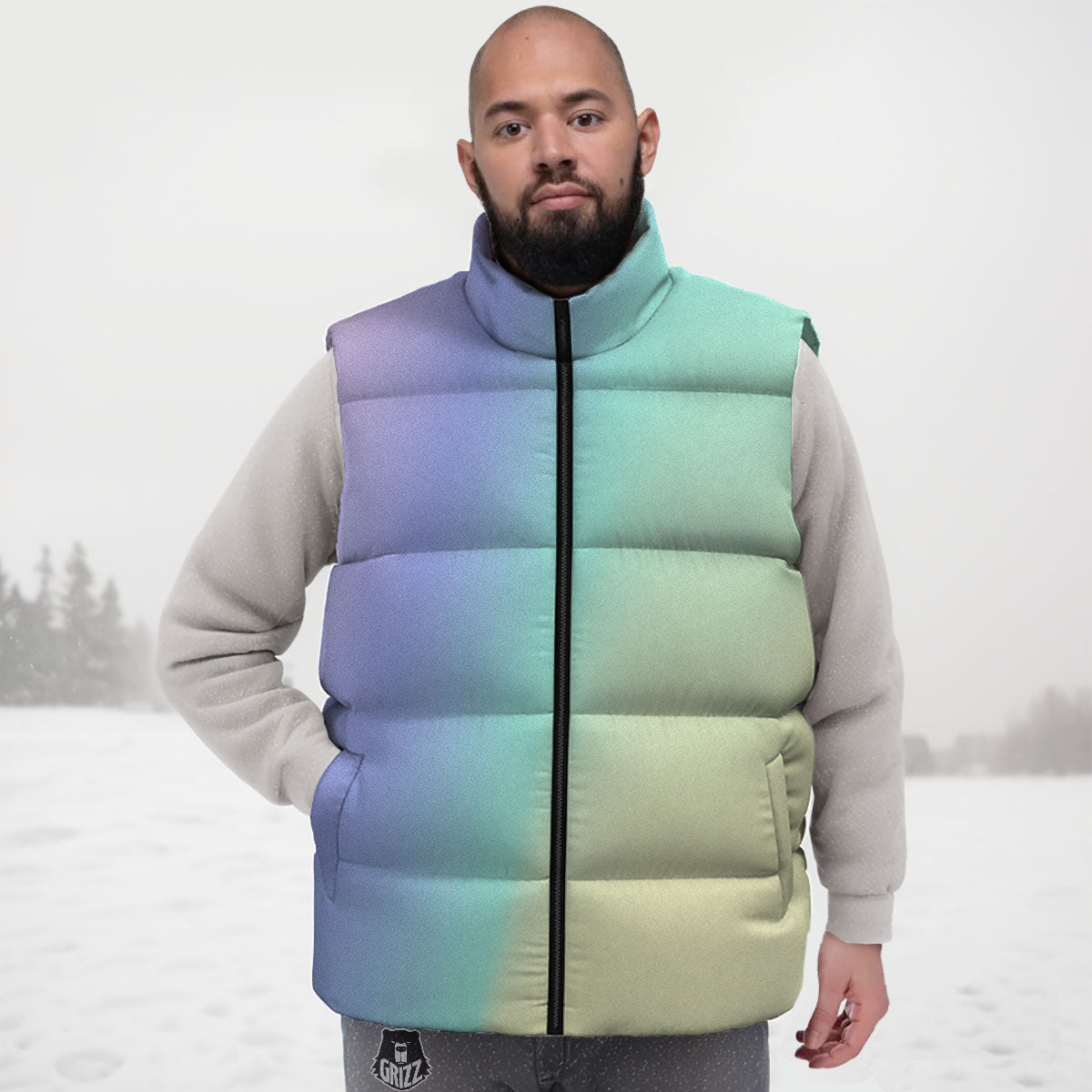 Rave Pastel Print Pattern Down Vest