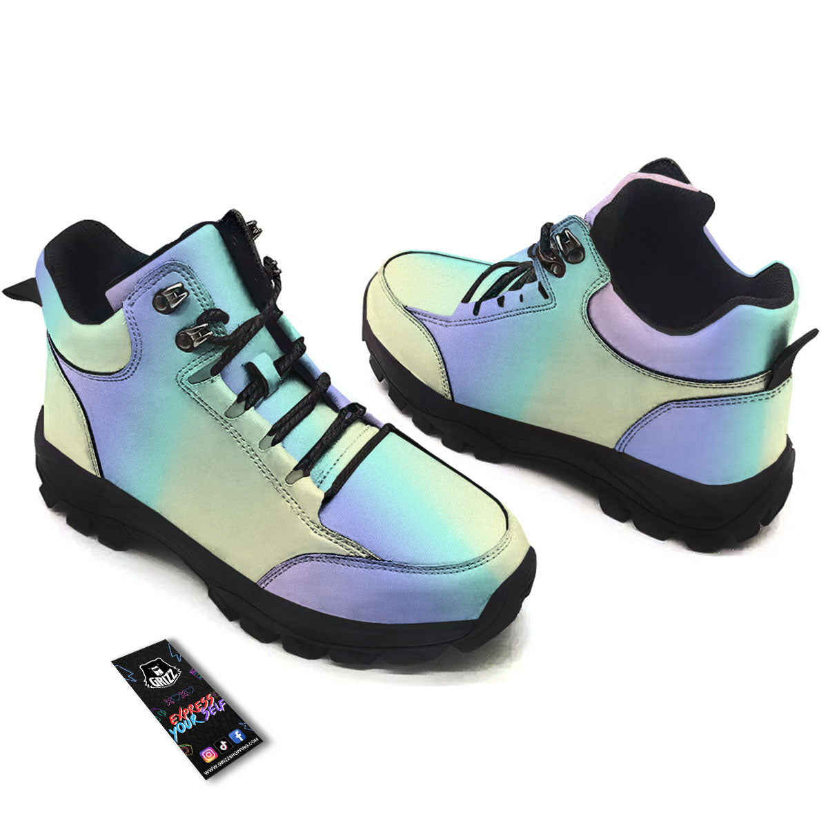 Rave Pastel Print Pattern Hiking Shoes-grizzshop