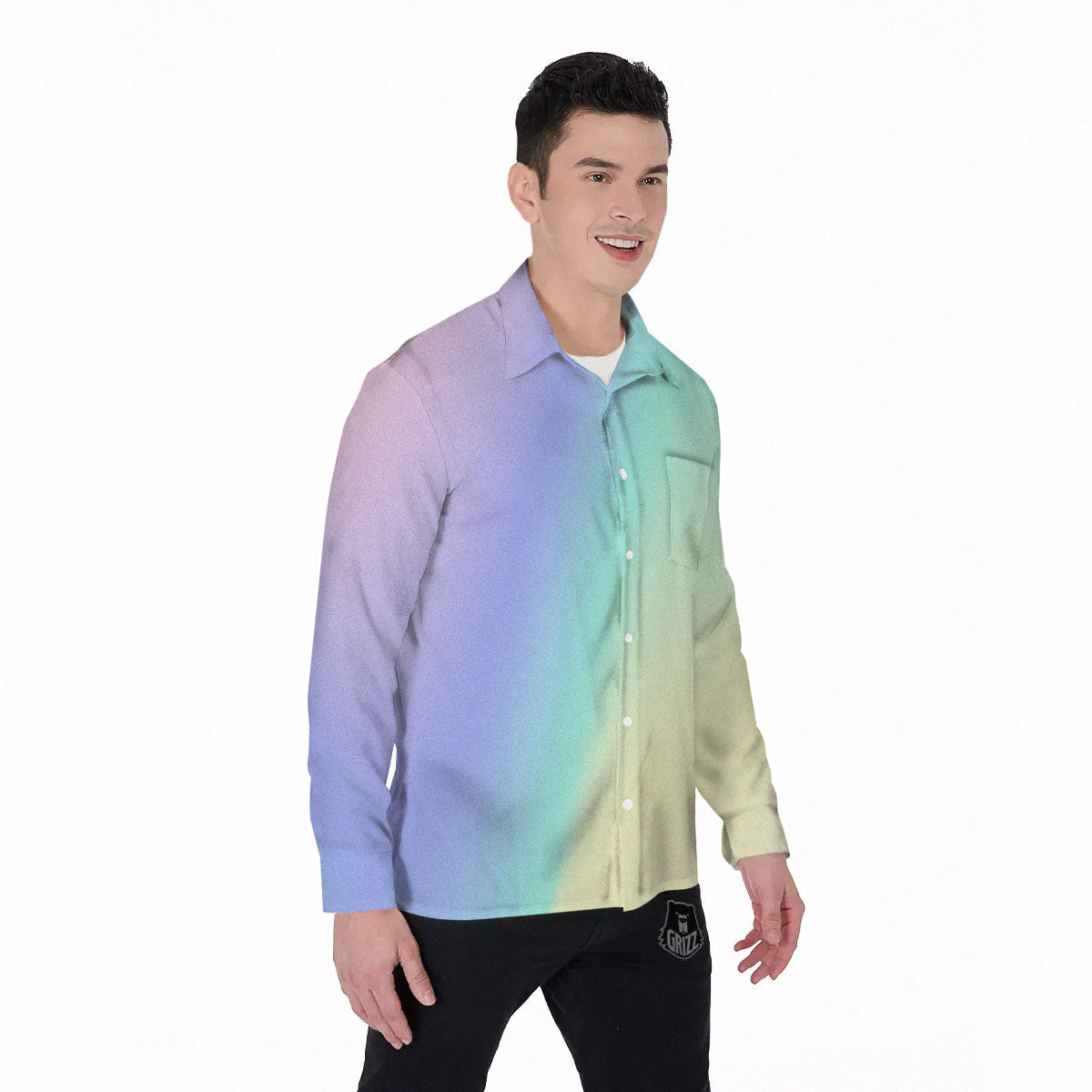 Rave Pastel Print Pattern Men's Long Sleeve Shirts-grizzshop