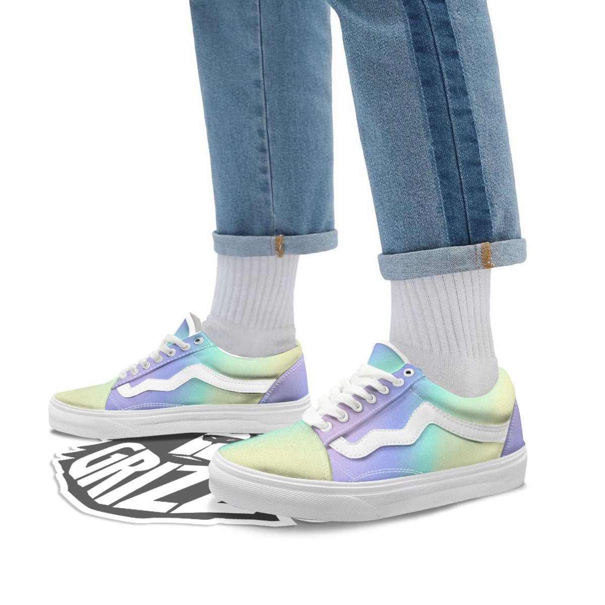Rave Pastel Print Pattern Skate Shoes-grizzshop