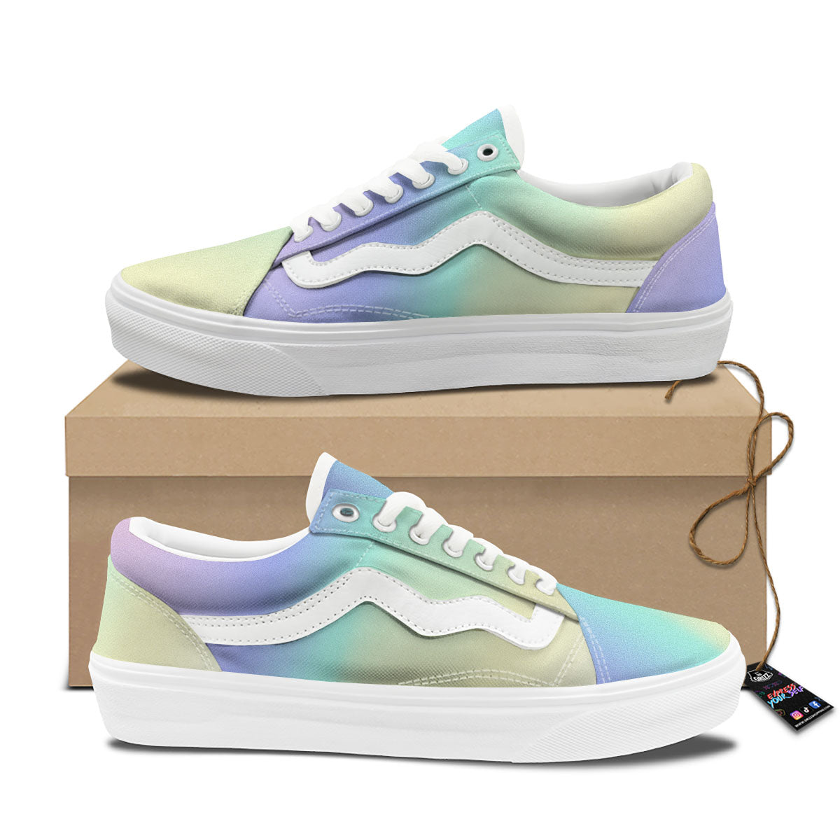 Rave Pastel Print Pattern Skate Shoes-grizzshop