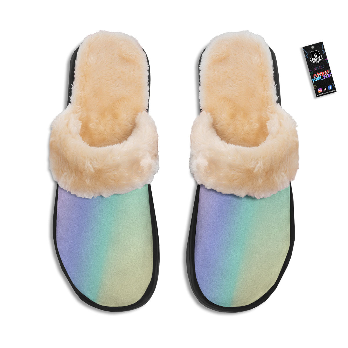Rave Pastel Print Pattern Slippers-grizzshop