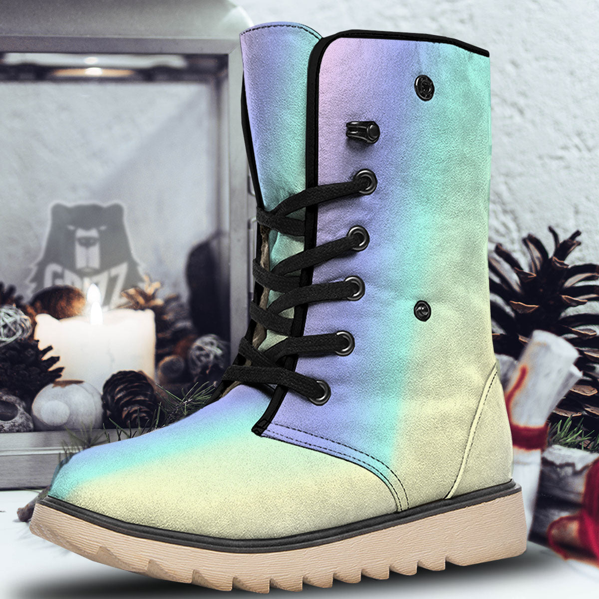 Rave Pastel Print Pattern Snow Boots-grizzshop