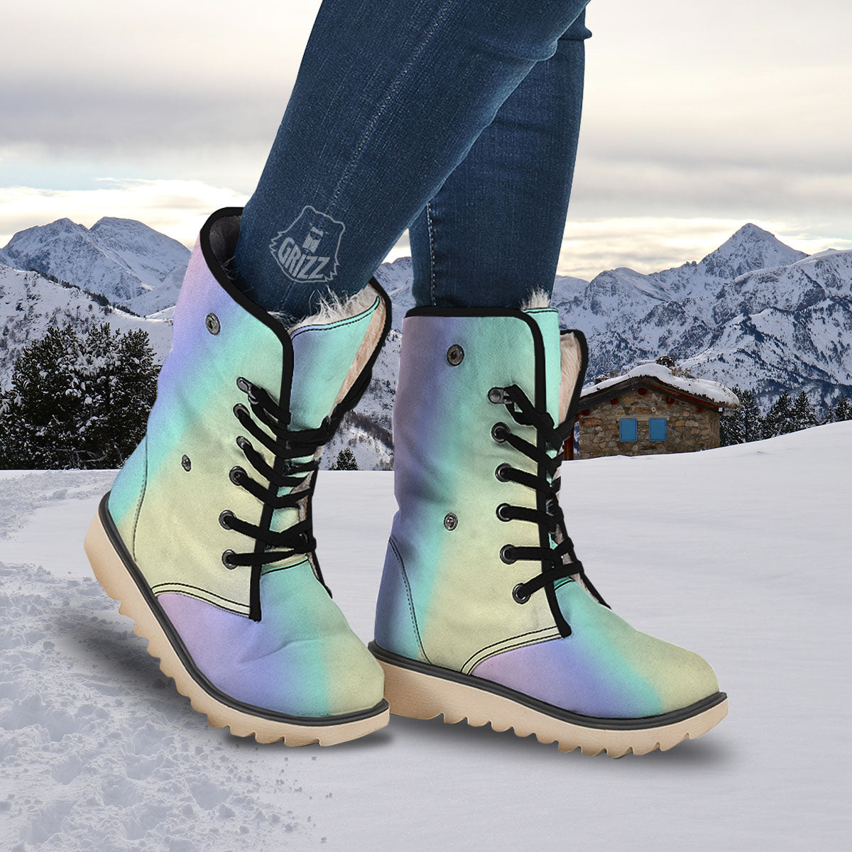 Rave Pastel Print Pattern Snow Boots-grizzshop