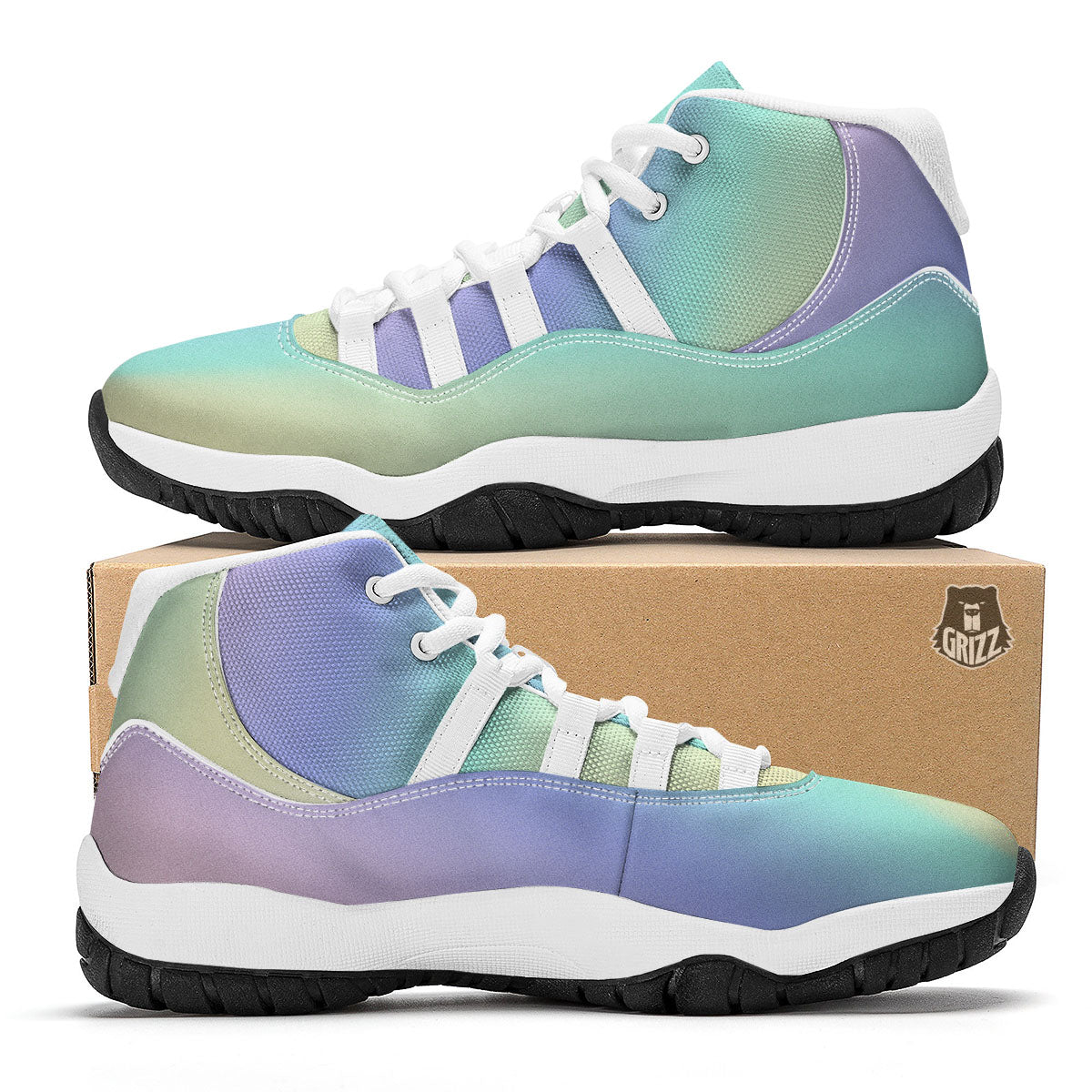 Rave Pastel Print Pattern White Bball Shoes-grizzshop