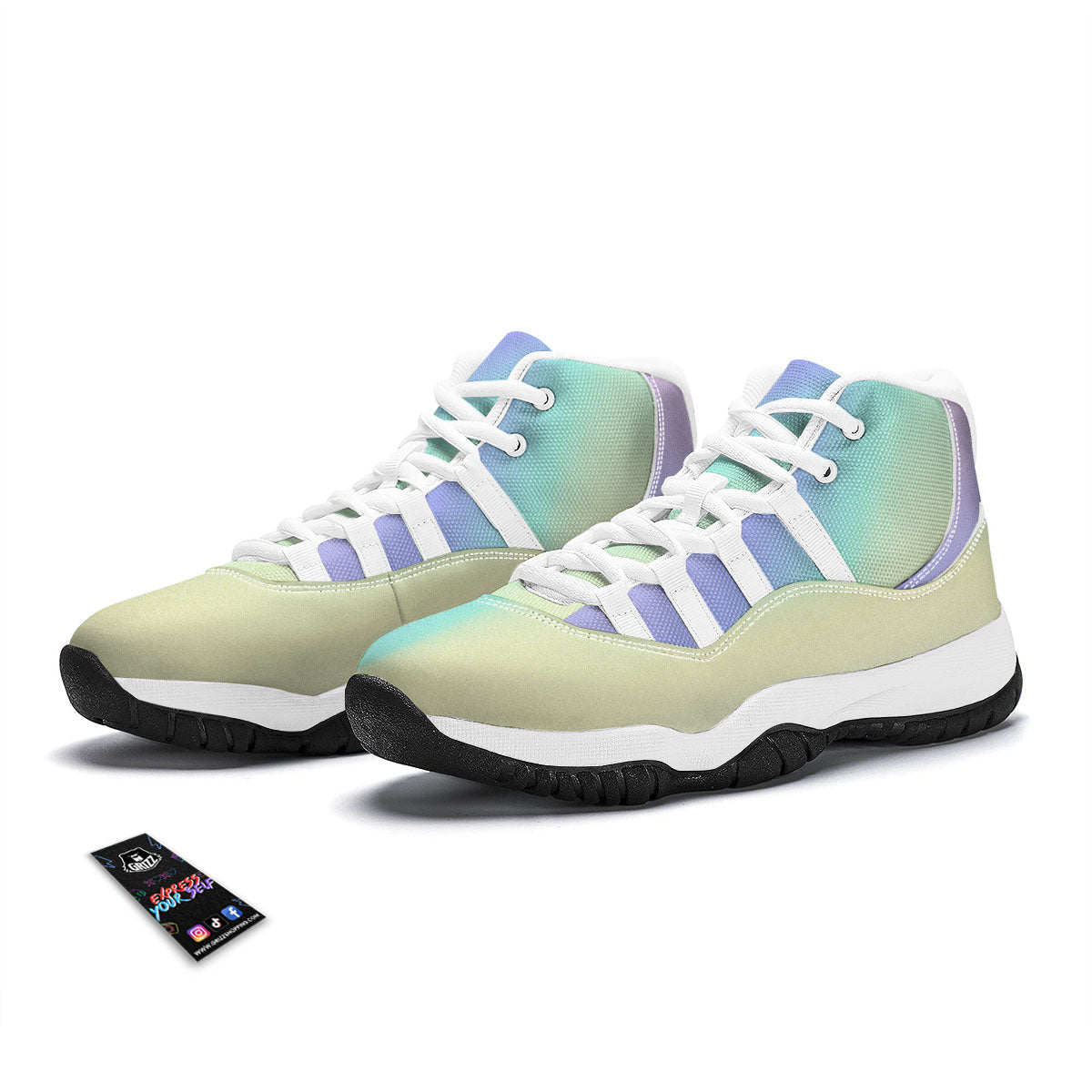 Rave Pastel Print Pattern White Bball Shoes-grizzshop