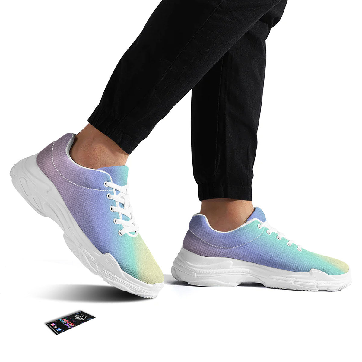 Rave Pastel Print Pattern White Chunky Shoes-grizzshop