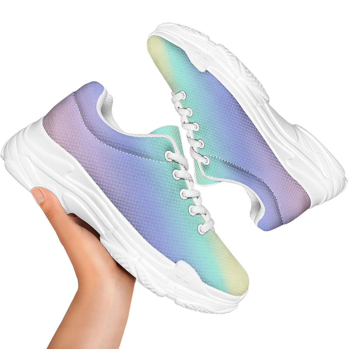 Rave Pastel Print Pattern White Chunky Shoes-grizzshop