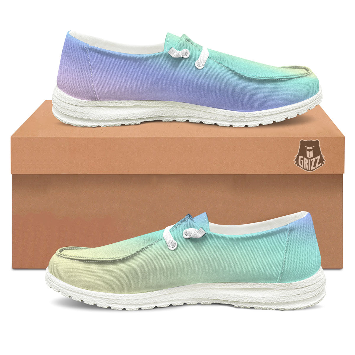Rave Pastel Print Pattern White Loafers-grizzshop