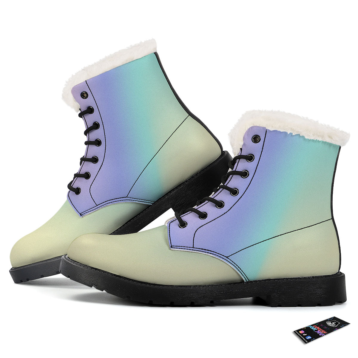 Rave Pastel Print Pattern Winter Boots-grizzshop