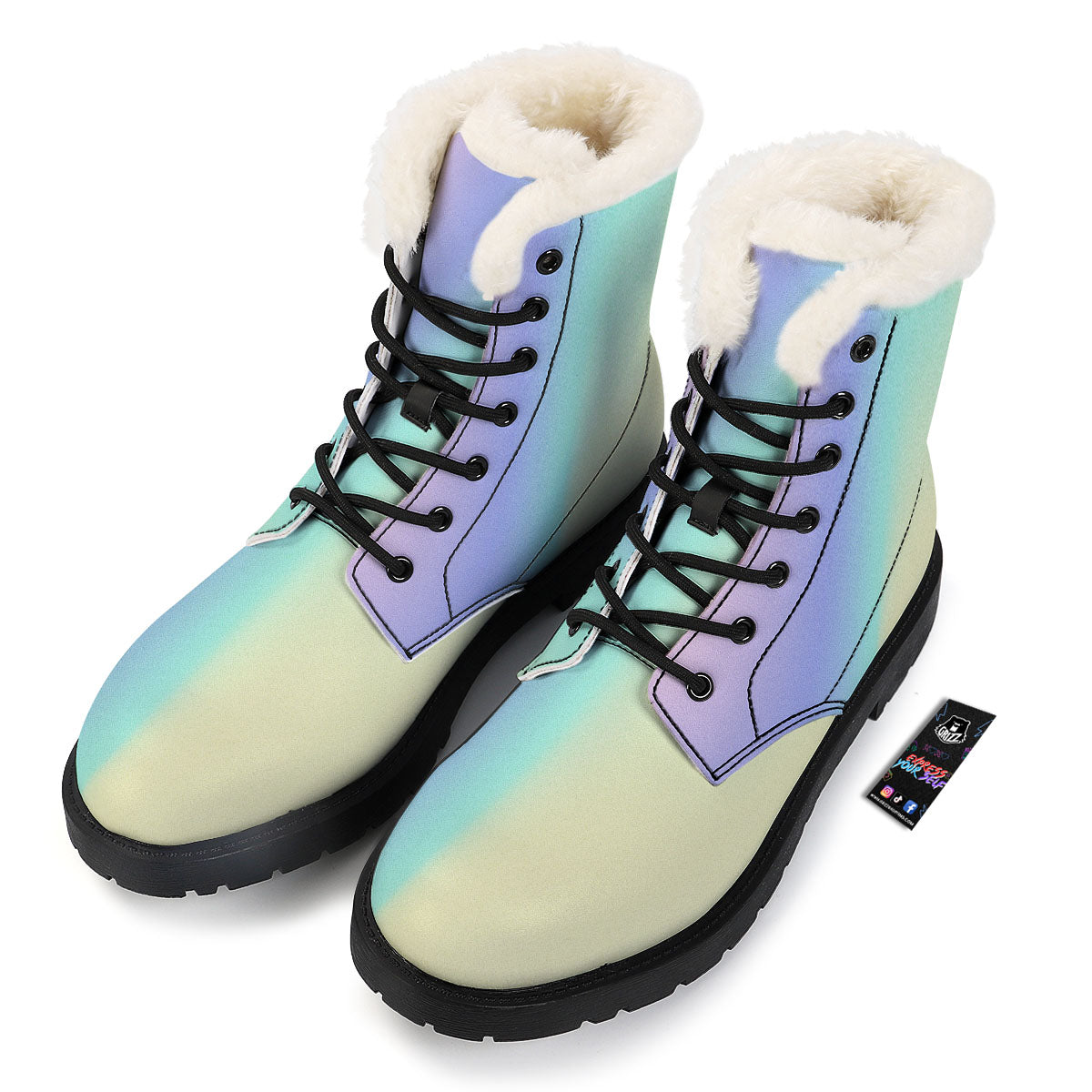 Rave Pastel Print Pattern Winter Boots-grizzshop