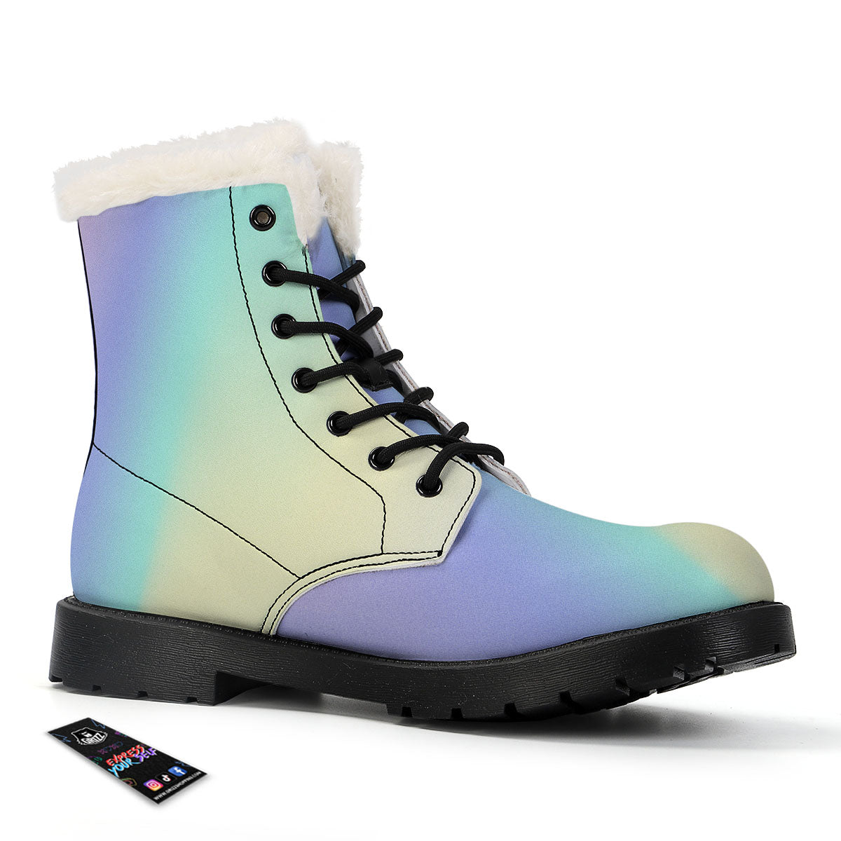 Rave Pastel Print Pattern Winter Boots-grizzshop