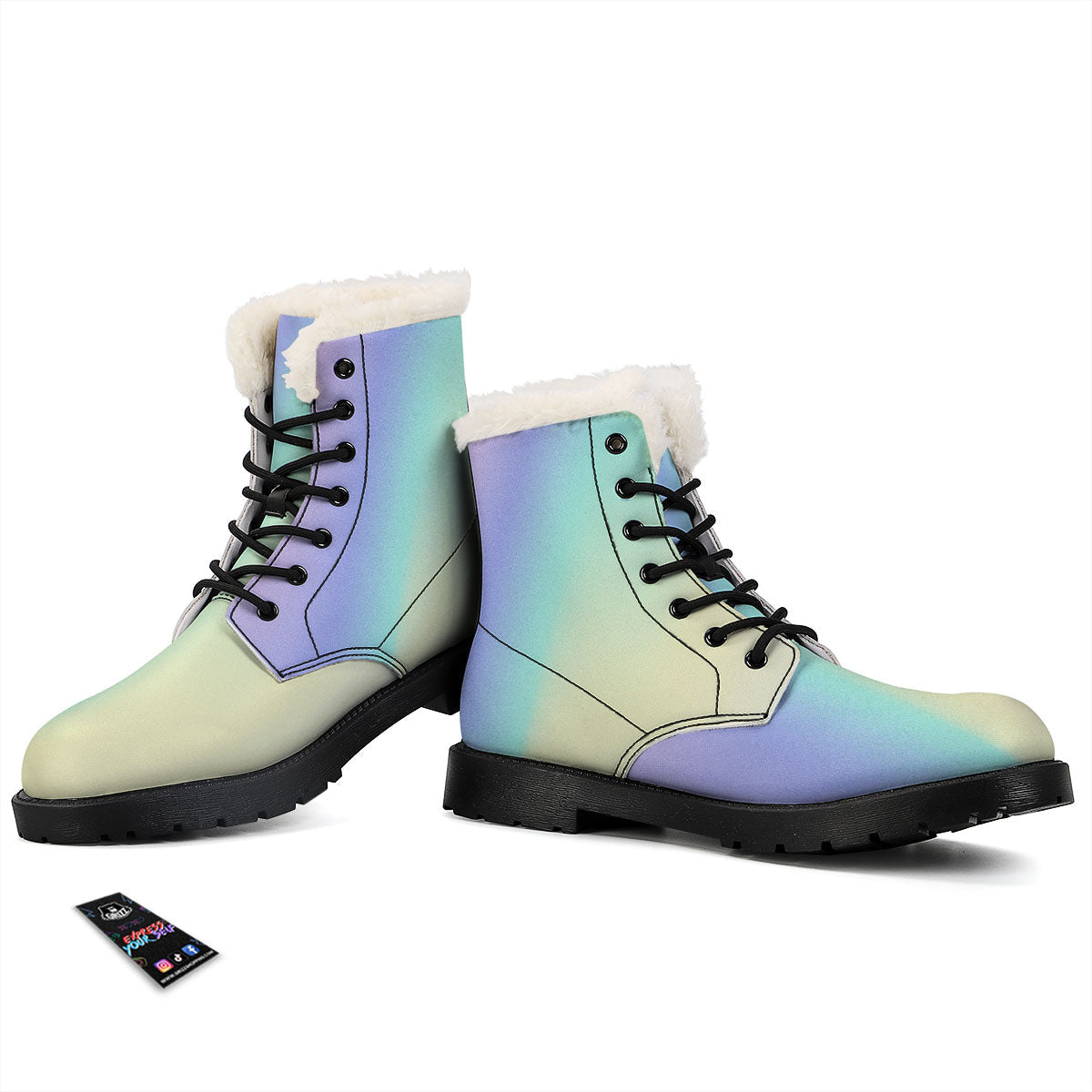 Rave Pastel Print Pattern Winter Boots-grizzshop