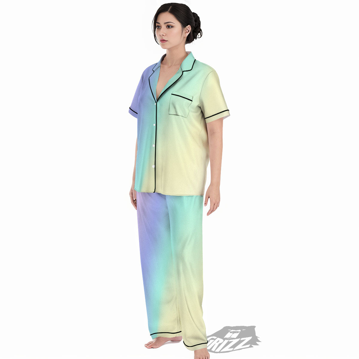 Rave Pastel Print Pattern Women's Pajamas Set-grizzshop