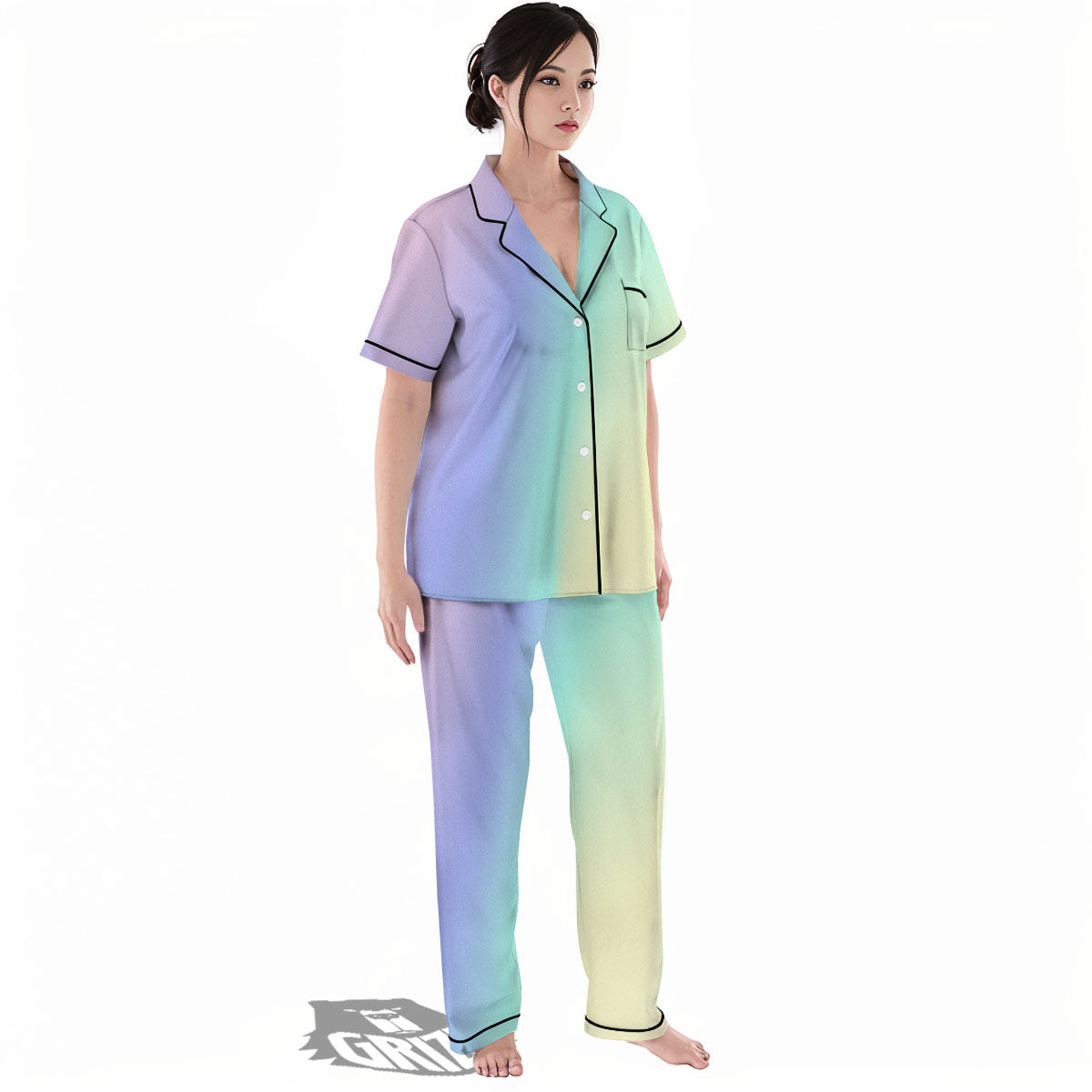 Rave Pastel Print Pattern Women's Pajamas Set-grizzshop