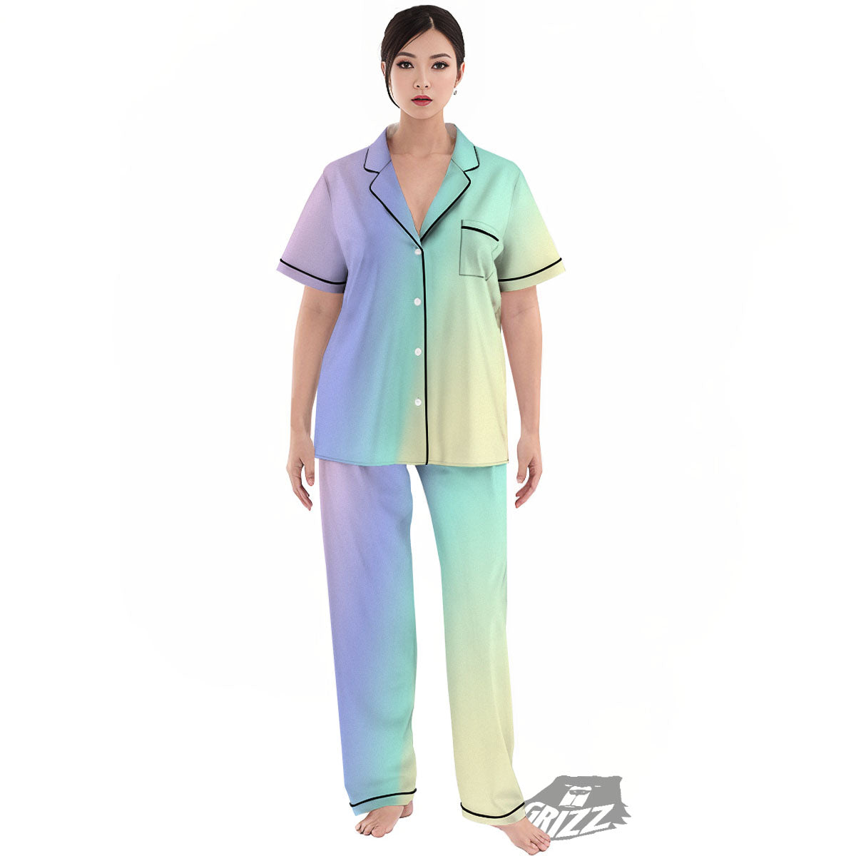Rave Pastel Print Pattern Women's Pajamas Set-grizzshop
