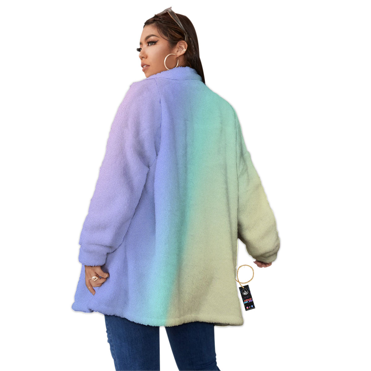 Rave Pastel Print Pattern Women's Sherpa Jacket-grizzshop