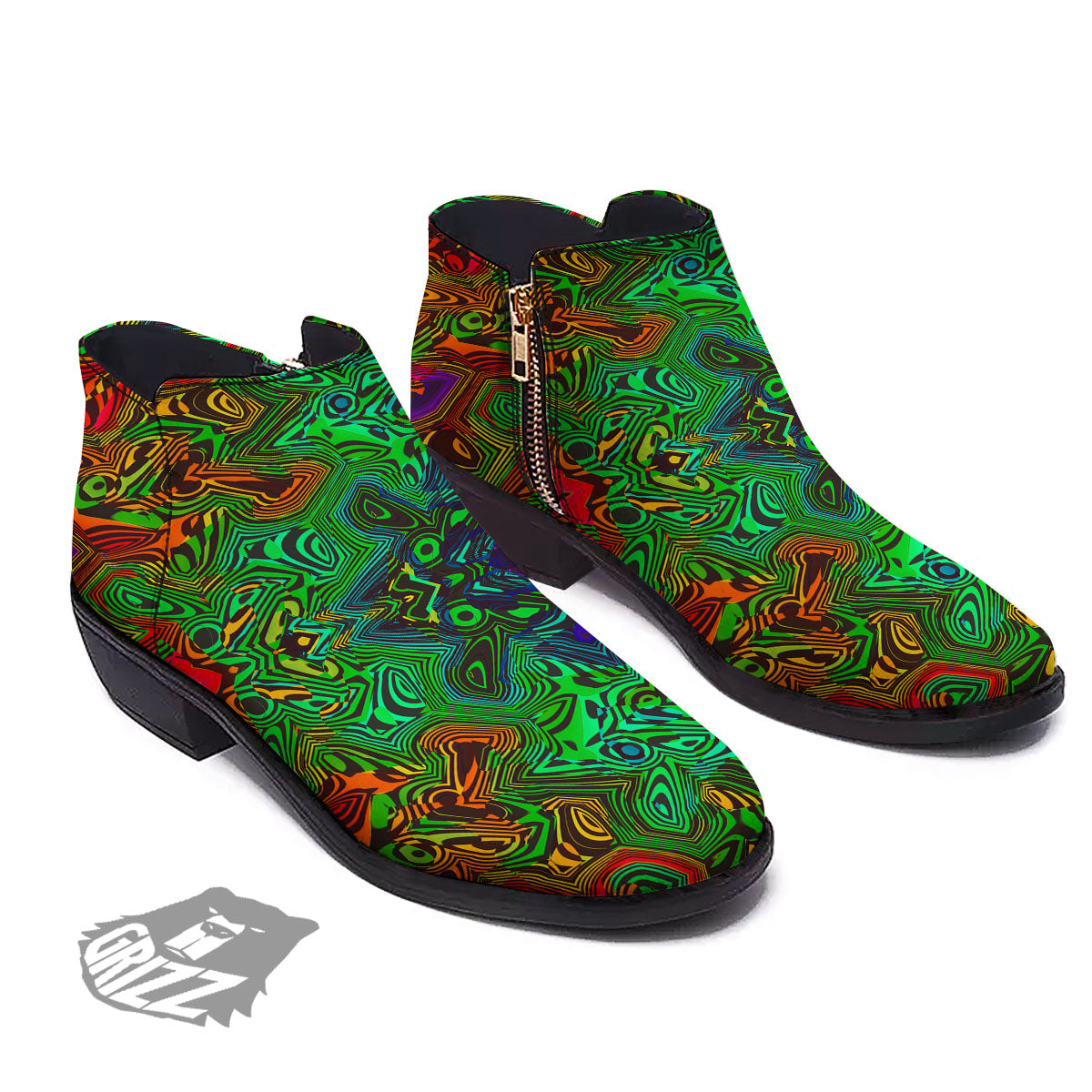 Rave Psychedelic Print Pattern Ankle Boots-grizzshop
