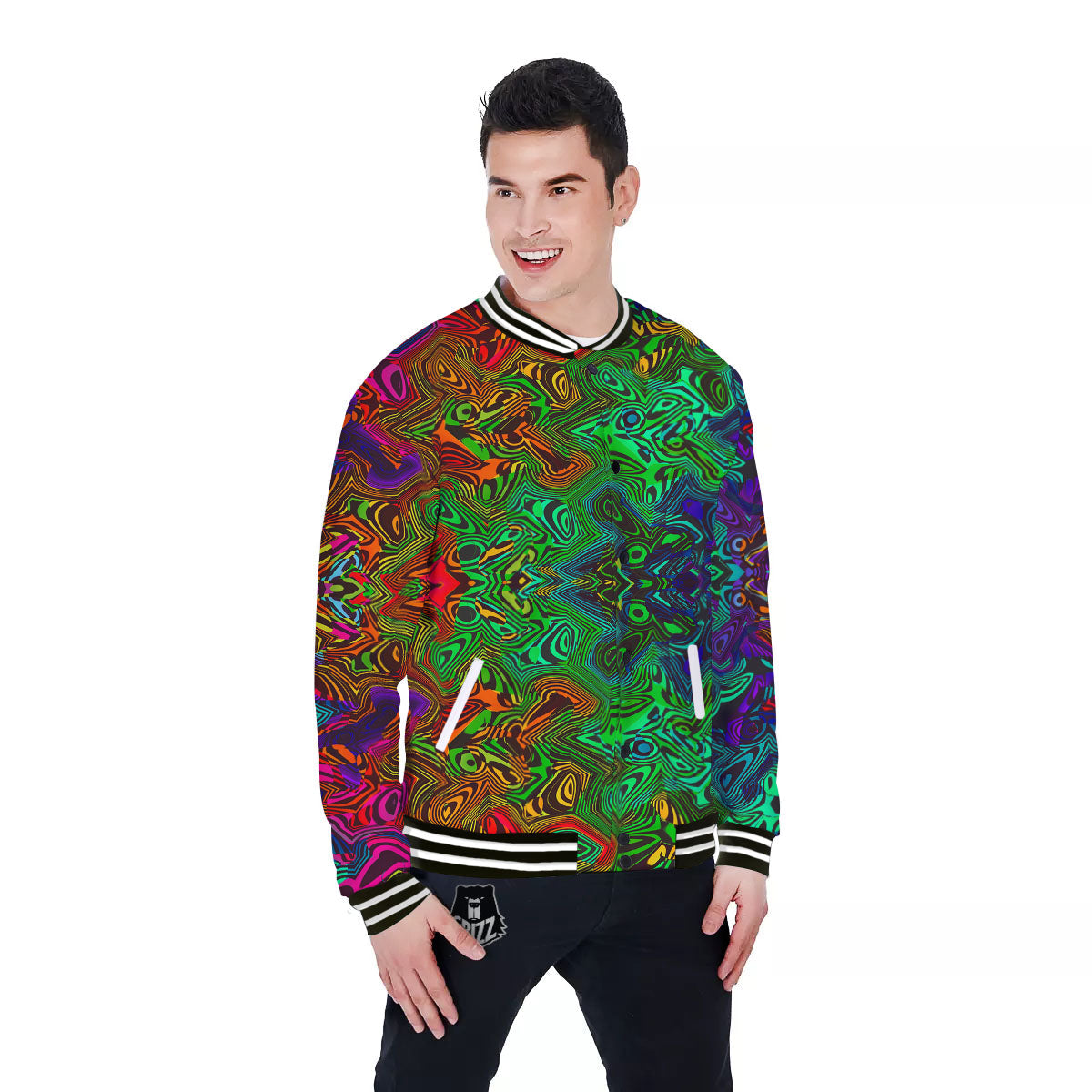 Rave Psychedelic Print Pattern Baseball Jacket-grizzshop