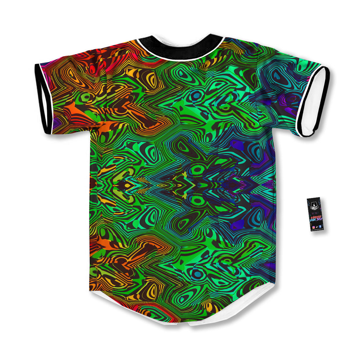 Rave Psychedelic Print Pattern Baseball Jersey-grizzshop